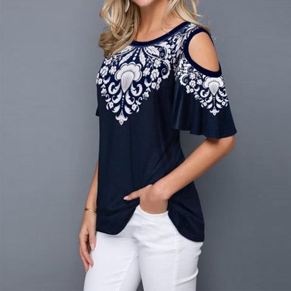 short flare sleeve print blouse women's tunics plus size 5xl o-neck hollow out female blouses 2020 summer casual lady tunic, White
short flare sleeve print blouse women's tunics plus size 5xl o-neck hollow out female blouses 2020 summer casual lady tunic, White