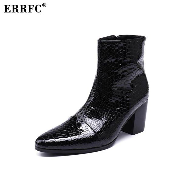 errfc personalized men black leather shoes high fashion designer python snake pattern mid calf boot patent leather high heel
errfc personalized men black leather shoes high fashion designer python snake pattern mid calf boot patent leather high heel