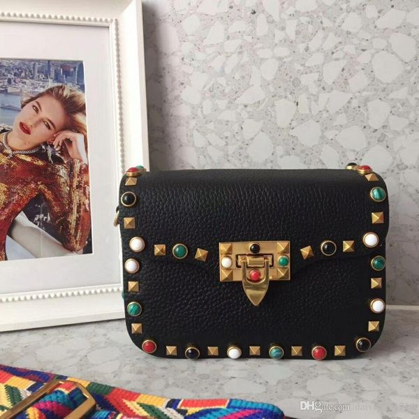 new european style luxury classic shoulder bag pure fashion leather rivet color gem decorative multicolor optional
new european style luxury classic shoulder bag pure fashion leather rivet color gem decorative multicolor optional