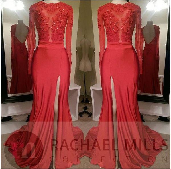 red 2019 new mermaid evening dresses lace applique long sleeves high side split backless formal dresses evening gowns elegant yousef aljasm, Black;red
red 2019 new mermaid evening dresses lace applique long sleeves high side split backless formal dresses evening gowns elegant yousef aljasm, Black;red