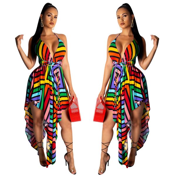 maxi dress 2019 summer colorful striped halter deep v-neck open back high waist irregular hem women nightclub party fashion dresses, White;black
maxi dress 2019 summer colorful striped halter deep v-neck open back high waist irregular hem women nightclub party fashion dresses, White;black