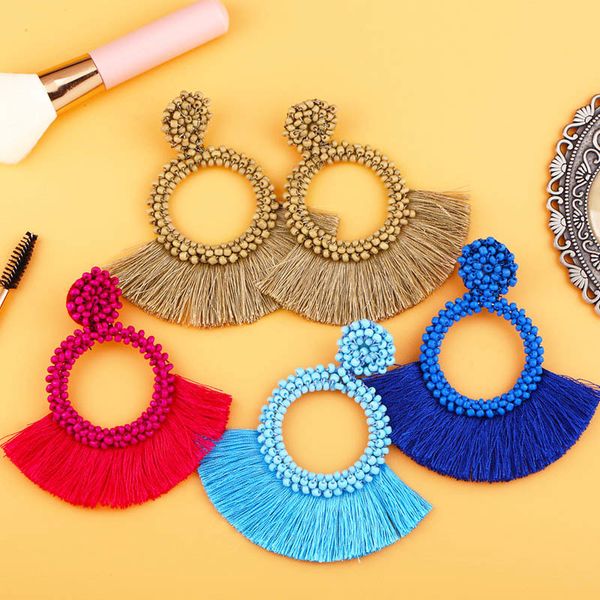 ins circle tassel earrings for woman boho beaded colorful drop earrings long fringed dangle earring wedding jewelry ers-q73, Golden
ins circle tassel earrings for woman boho beaded colorful drop earrings long fringed dangle earring wedding jewelry ers-q73, Golden