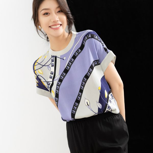 silk t-shirt women's summer short-sleeved printed t-shirt round neck mulberry silk high-end 26 heavy elastic satin, White
silk t-shirt women's summer short-sleeved printed t-shirt round neck mulberry silk high-end 26 heavy elastic satin, White