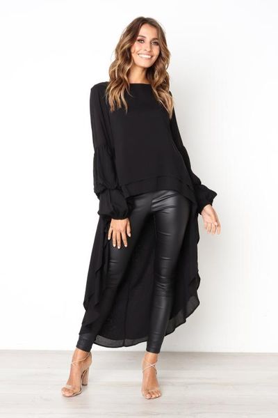 women irregular front short back long blouse fashion puff sleeve double layer loose asymmetrical hem chiffon shirts d30, White
women irregular front short back long blouse fashion puff sleeve double layer loose asymmetrical hem chiffon shirts d30, White