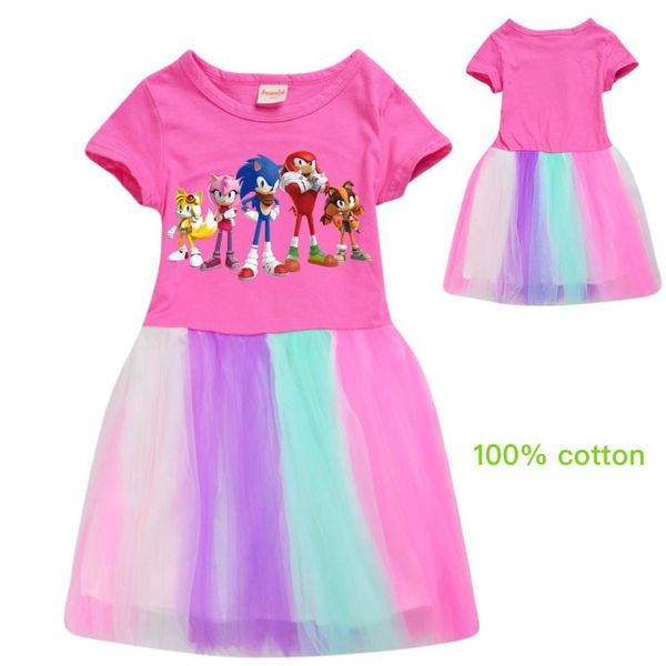 dress for girls children cartoon vestidos kids tutu dresses toddlers summer dress princess dresses sonic the hedgehog, Red;yellow 
dress for girls children cartoon vestidos kids tutu dresses toddlers summer dress princess dresses sonic the hedgehog, Red;yellow