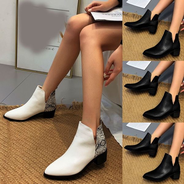 women's snake pattern ankle bare boots square heel casual short tube booties, Black
women's snake pattern ankle bare boots square heel casual short tube booties, Black