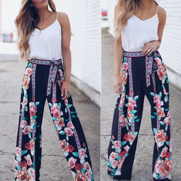 women's pants & capris 2021 summer ladies wide leg women sashes bohemian floral print long trousers wrap, Black;white
women's pants & capris 2021 summer ladies wide leg women sashes bohemian floral print long trousers wrap, Black;white