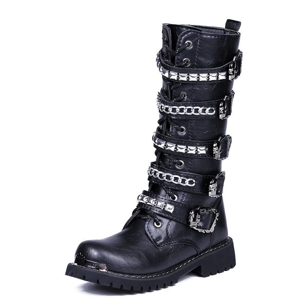 black boots men punk military boots fashion rivets high-pu leather shoes zip army combat high boots casual shoes
black boots men punk military boots fashion rivets high-pu leather shoes zip army combat high boots casual shoes
