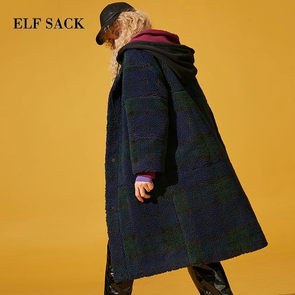 elf sack autumn new women wool coats full long plaid button pocket women wool coat wide-waisted casual loose femme blends, Black
elf sack autumn new women wool coats full long plaid button pocket women wool coat wide-waisted casual loose femme blends, Black