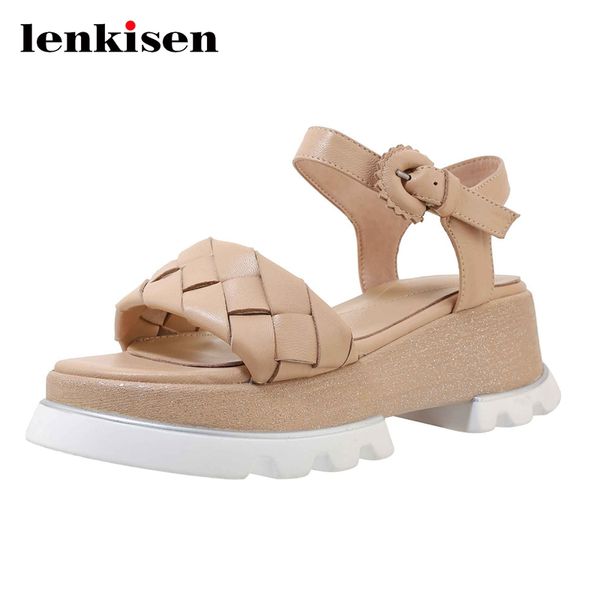 lenkisen simple style leisure peep toe thick bottom wedges platform ankle straps young lady convenient women summer sandals l7f3, Black
lenkisen simple style leisure peep toe thick bottom wedges platform ankle straps young lady convenient women summer sandals l7f3, Black