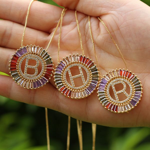 1pcs new trendy gold color micro pave rainbow cz cubic zirconia a-z initials letter pendant necklaces for women jewelry, Silver
1pcs new trendy gold color micro pave rainbow cz cubic zirconia a-z initials letter pendant necklaces for women jewelry, Silver