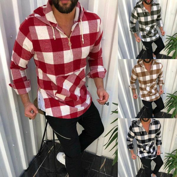 Mens Casual Plaid Hoodies Sweatshirt Long Sleeve Hooded Shirt Top Pullover Outwear Autumn Men Clothes New
Mens Casual Plaid Hoodies Sweatshirt Long Sleeve Hooded Shirt Top Pullover Outwear Autumn Men Clothes New