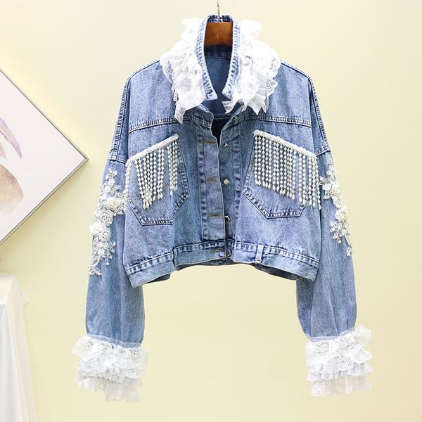 autumn floral mesh lace beading sequins diamonds denim jackets female coat casual loose short jeans jacket women outwear, Black;brown
autumn floral mesh lace beading sequins diamonds denim jackets female coat casual loose short jeans jacket women outwear, Black;brown