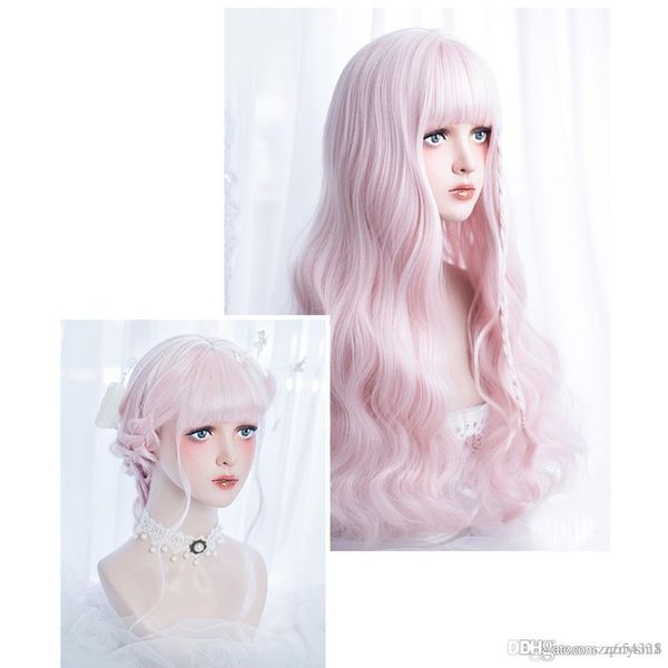 60cm long curly pink ombre heat resistant bangs cute party synthetic cosplay wig knhj21, Black
60cm long curly pink ombre heat resistant bangs cute party synthetic cosplay wig knhj21, Black