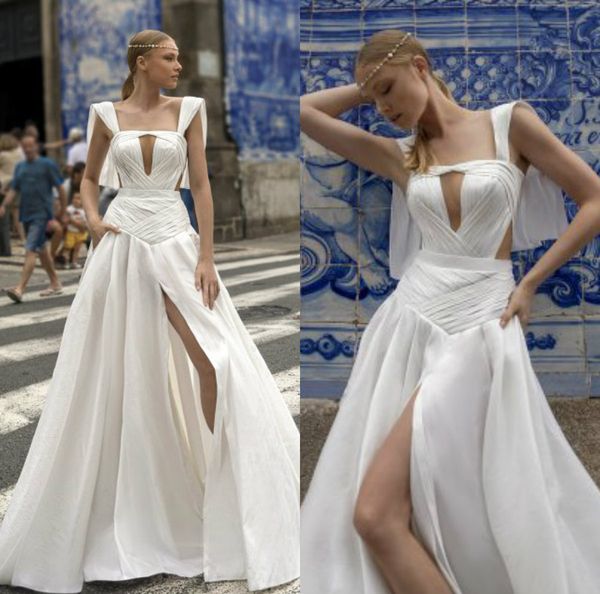 charchy boho wedding dresses square neck a line high front split satin beach wedding dress sweep train custom bohemian bridal gowns, White
charchy boho wedding dresses square neck a line high front split satin beach wedding dress sweep train custom bohemian bridal gowns, White