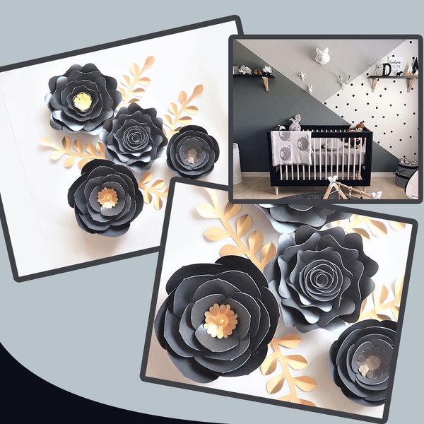 black gold rose diy paper flowers leaves set for nursery wall deco boys room living room decoration baby shower video tutorials
black gold rose diy paper flowers leaves set for nursery wall deco boys room living room decoration baby shower video tutorials