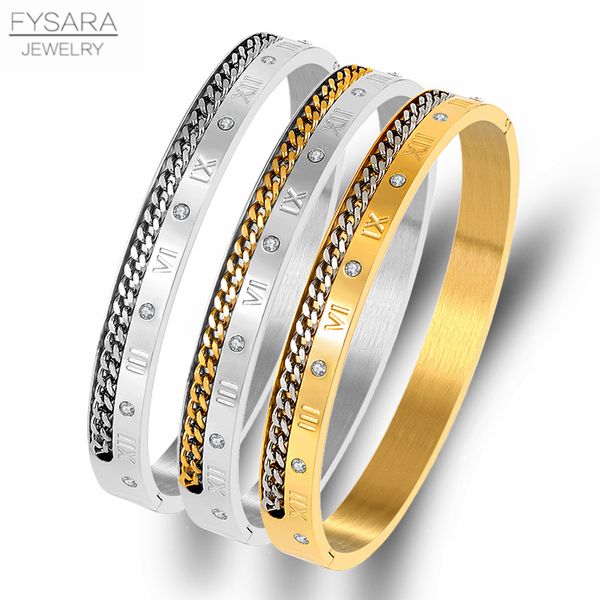 fysara stainless steel roman numerical with chain link bangles bracelets for women men crystals bangle classic jewelry new 2020, Black
fysara stainless steel roman numerical with chain link bangles bracelets for women men crystals bangle classic jewelry new 2020, Black