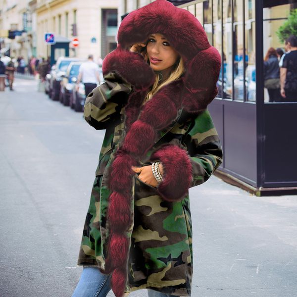 casual camouflage winter outwear daily parkas shopping office warm thicken faux fur outdoor slim women hooded coat, Black
casual camouflage winter outwear daily parkas shopping office warm thicken faux fur outdoor slim women hooded coat, Black