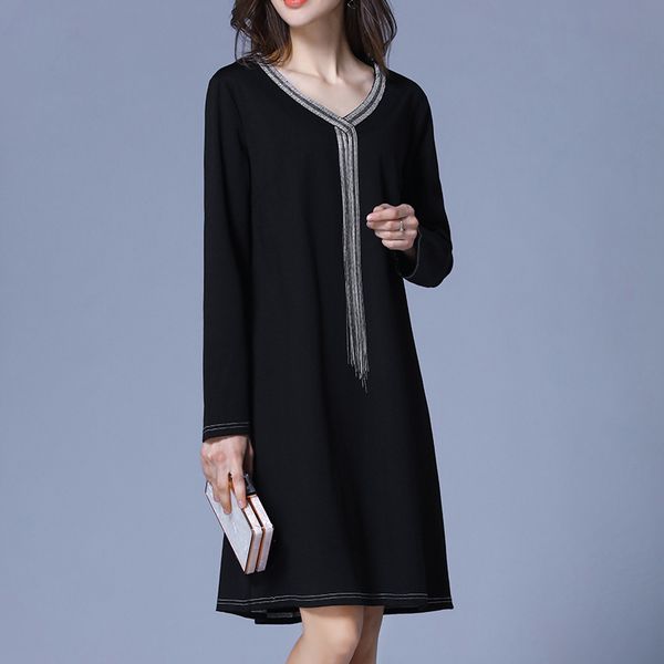 plus size black v neck long sleeve tassel knitted dress women elegant casual street office fashion beach dress lady clothing, Black;gray
plus size black v neck long sleeve tassel knitted dress women elegant casual street office fashion beach dress lady clothing, Black;gray
