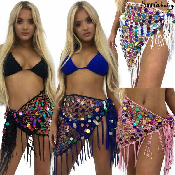 women chiffon belly dance hip scarf skirt lady coins sequin tassel beach dress, White;black
women chiffon belly dance hip scarf skirt lady coins sequin tassel beach dress, White;black