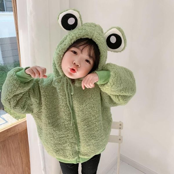 корейский стиль осень и зима дети лягушка шерстяной свитер девушки мультфильм уха с капюшоном берберский флис пуловер молния теплое пальто, Blue;gray 
корейский стиль осень и зима дети лягушка шерстяной свитер девушки мультфильм уха с капюшоном берберский флис пуловер молния теплое пальто, Blue;gray