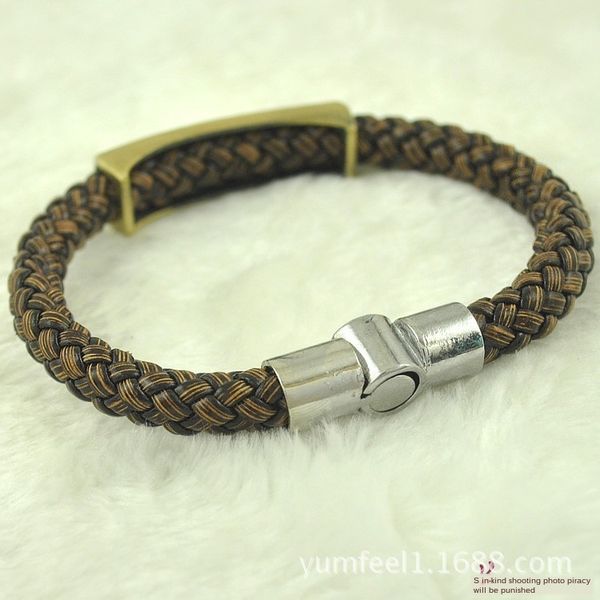 men's woven leather rope bracelet simple heart-shaped couple titanium steel jewelry bracelet ring, Black
men's woven leather rope bracelet simple heart-shaped couple titanium steel jewelry bracelet ring, Black