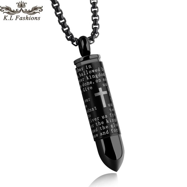 bullet pendant necklace for men engraved cross lord bible prayer necklace english letter stainless steel necklace jewelry cremation ashes, Silver
bullet pendant necklace for men engraved cross lord bible prayer necklace english letter stainless steel necklace jewelry cremation ashes, Silver
