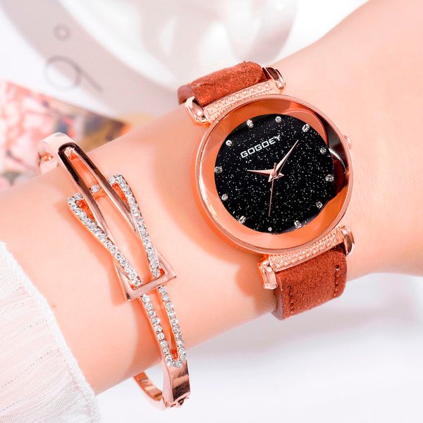 women watch rhinestone dress leather belt quartz female fashion simple temperament romantic starry sky wristwatch kol saati 2019, Slivery;brown
women watch rhinestone dress leather belt quartz female fashion simple temperament romantic starry sky wristwatch kol saati 2019, Slivery;brown