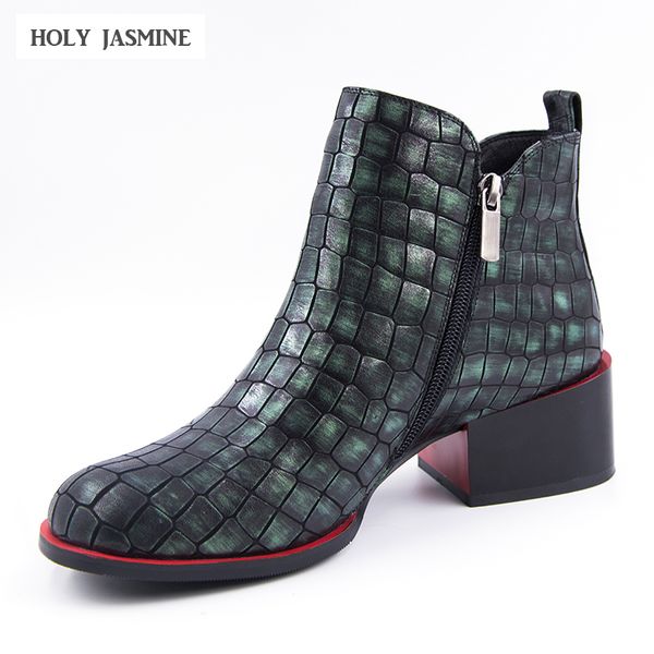 women's shoes 2018 spring ankle boots for women genuine leather fashion shoes woman square heel round toe zip stone grain boots, Black
women's shoes 2018 spring ankle boots for women genuine leather fashion shoes woman square heel round toe zip stone grain boots, Black