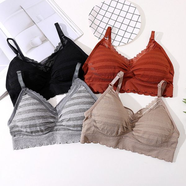 women bra lace striped bralette lingerie underwear wireless padded seamless bra ultra strap padded bras new, Black;white
women bra lace striped bralette lingerie underwear wireless padded seamless bra ultra strap padded bras new, Black;white