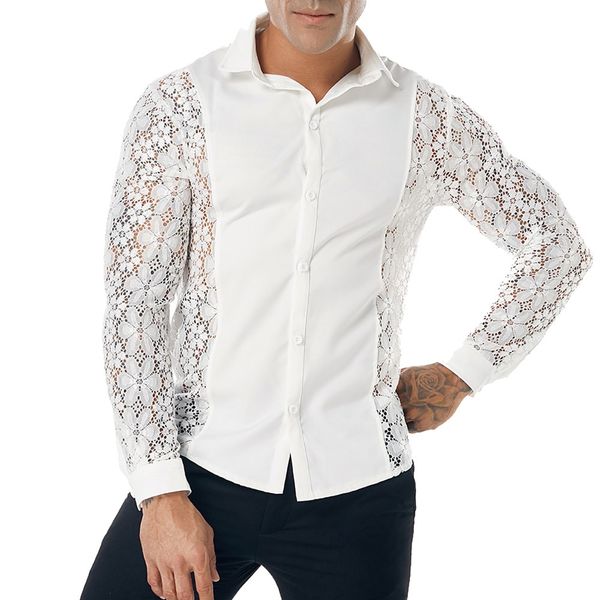 casual long sleeve men shirt solid color lace hollow shirts for men slim stylish party fashion mens shirts 2019 long sleeve, White;black
casual long sleeve men shirt solid color lace hollow shirts for men slim stylish party fashion mens shirts 2019 long sleeve, White;black