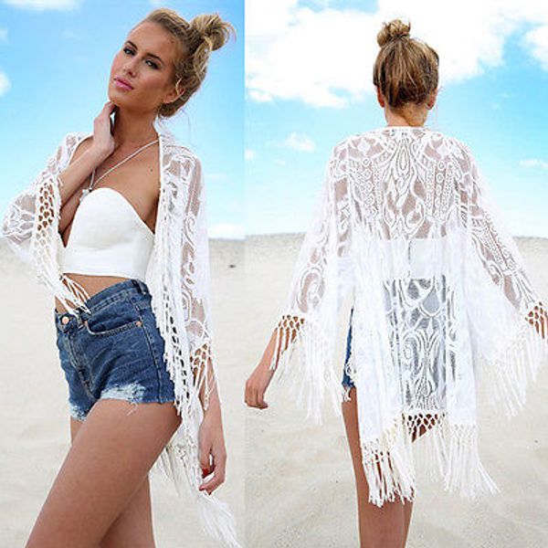 women summer lace tassel crochet bikini cover up solid white long sleeve swimwear beach kaftan caidigan cover-ups, Blue;gray
women summer lace tassel crochet bikini cover up solid white long sleeve swimwear beach kaftan caidigan cover-ups, Blue;gray