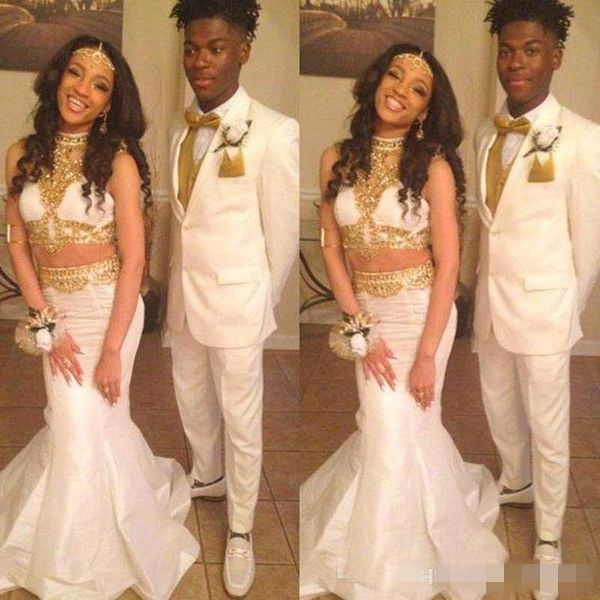 2020 two piece prom dresses high neck sleeveless gold applique beaded satin black girl evening party gowns custom made
2020 two piece prom dresses high neck sleeveless gold applique beaded satin black girl evening party gowns custom made