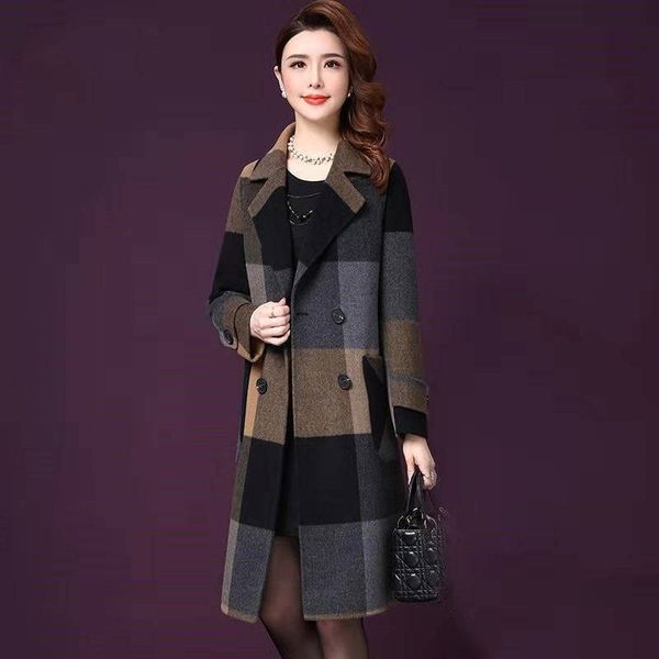 plaid woolen coat female new autumn winter womens coats double-breasted ladies cashmere coats large size middle age clothing, Black
plaid woolen coat female new autumn winter womens coats double-breasted ladies cashmere coats large size middle age clothing, Black