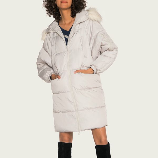 women midi puffer parka with faux fur trim hood ladies oversize swing jacket windbreaker coat, Black
women midi puffer parka with faux fur trim hood ladies oversize swing jacket windbreaker coat, Black