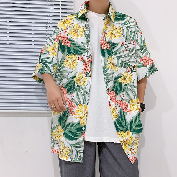 2020 korean men designer shirts for men casual short sleeve shirt loose fit holiday hawaii shirt floral print street clothes, White;black
2020 korean men designer shirts for men casual short sleeve shirt loose fit holiday hawaii shirt floral print street clothes, White;black