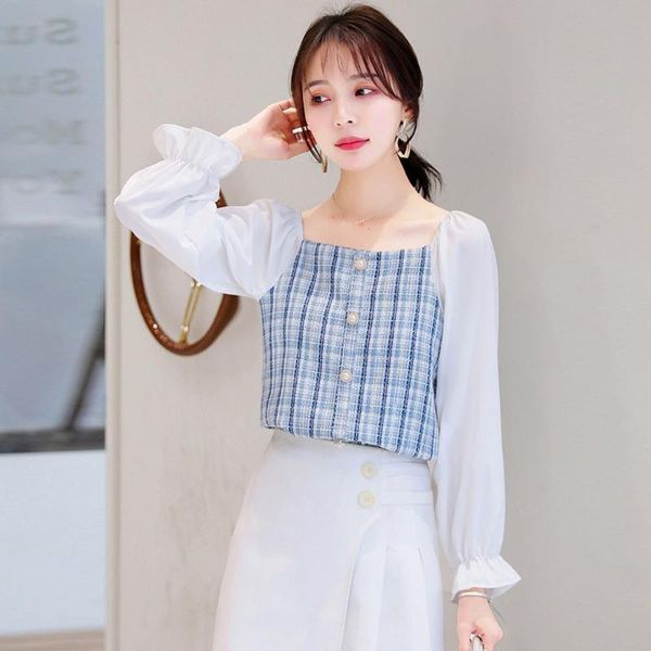 sagace shirts women stripe print plaid chiffon thin one-word collar long sleeve shirt slash neck flare sleeve button blouse, White
sagace shirts women stripe print plaid chiffon thin one-word collar long sleeve shirt slash neck flare sleeve button blouse, White