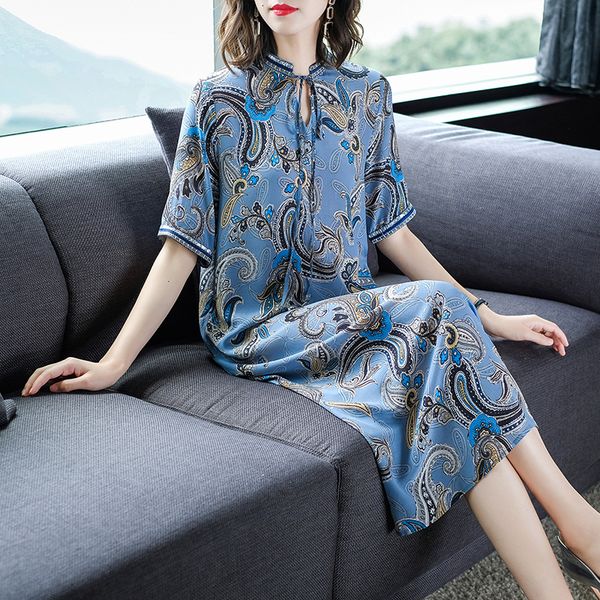 2019 new arrival women silk dress female summer half sleeve vintage print dresses loose casual plus size vestidos mujer, Black;gray
2019 new arrival women silk dress female summer half sleeve vintage print dresses loose casual plus size vestidos mujer, Black;gray