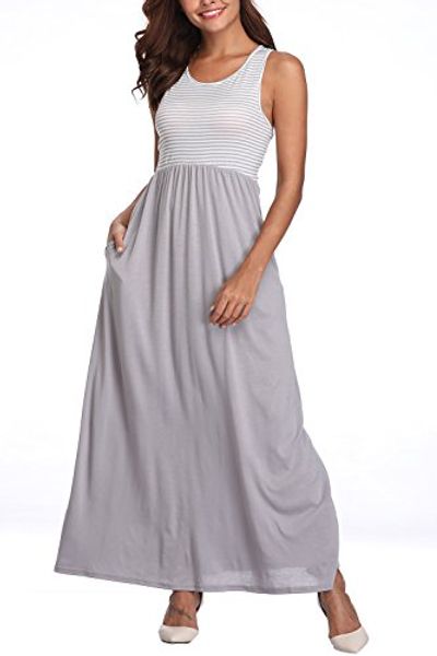 kyrakiss women's casual crew neck sleeveless striped maxi dress side pockets grey green red black s-xl, Black;gray
kyrakiss women's casual crew neck sleeveless striped maxi dress side pockets grey green red black s-xl, Black;gray