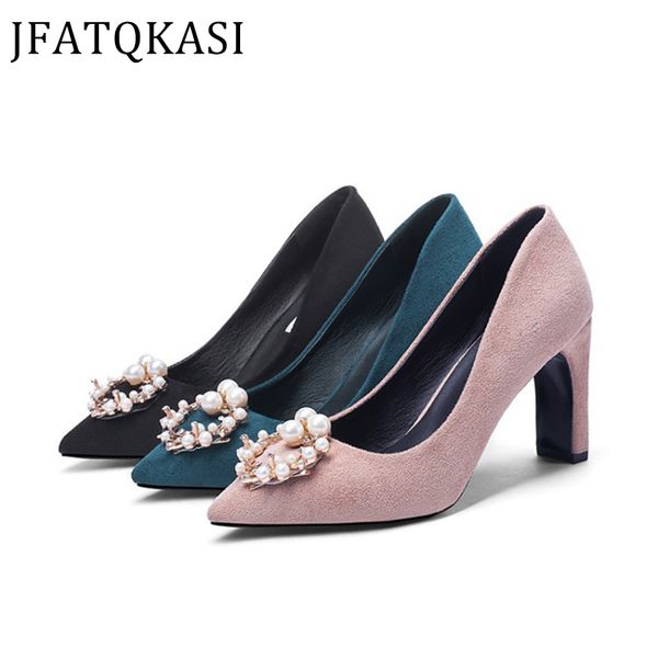 women high heels spring pointed pearl decoration thick heel female pumps fashion brand ladies wedding shoes 2020 new style, Black
women high heels spring pointed pearl decoration thick heel female pumps fashion brand ladies wedding shoes 2020 new style, Black