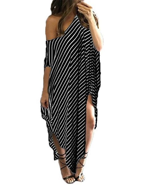 womens casual dresses fashion irregular stripe print dew shoulder ladies designer dresses casual females clothing, Black;gray
womens casual dresses fashion irregular stripe print dew shoulder ladies designer dresses casual females clothing, Black;gray