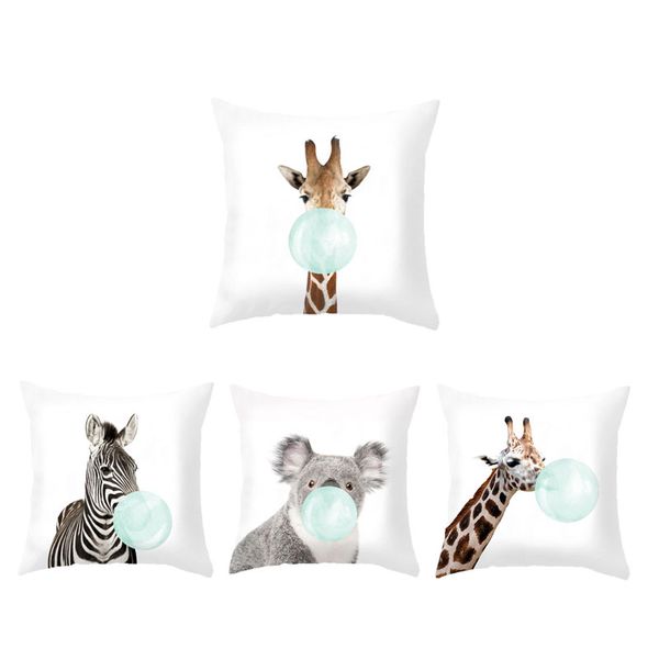 

Animal Cushion African Print 45x45cm Decorative Sofa Cushions Giraffe Zebra Panda Rabbit Koala Bubble Green And Pink Pillow Cute