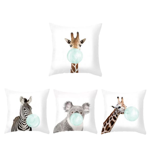 

Animal Cushion African Print 45x45cm Decorative Sofa Cushions Giraffe Zebra Panda Rabbit Koala Bubble Green And Pink Pillow Cute