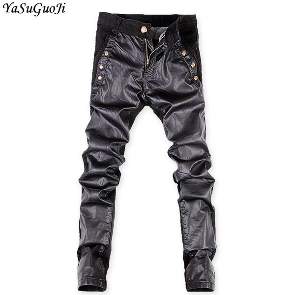 new streetwear jean men pants brand motorbike skinny jeans men pu leather patchwork black stretch jeans, Blue
new streetwear jean men pants brand motorbike skinny jeans men pu leather patchwork black stretch jeans, Blue