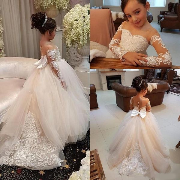 long sleeves flower girls dresses for weddings with lace appliques beads bow sheer neckline girl pageant dress birthday kids communion dress, White;red
long sleeves flower girls dresses for weddings with lace appliques beads bow sheer neckline girl pageant dress birthday kids communion dress, White;red