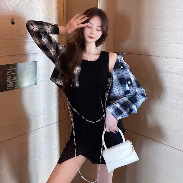 nana fashion womens chain vest dress long sleeve plaid shirt slim suit skirt two-piece temperament, White;black
nana fashion womens chain vest dress long sleeve plaid shirt slim suit skirt two-piece temperament, White;black