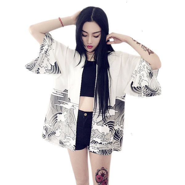 women blouse ladies designer vintage 2019 casual summer dragon waves printed chiffon sun protection kimono blouse woman clothes, White
women blouse ladies designer vintage 2019 casual summer dragon waves printed chiffon sun protection kimono blouse woman clothes, White