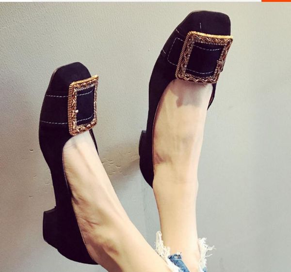 send 2018 new style square head shallow mouth low heel coarse heel women's shoes, Black
send 2018 new style square head shallow mouth low heel coarse heel women's shoes, Black