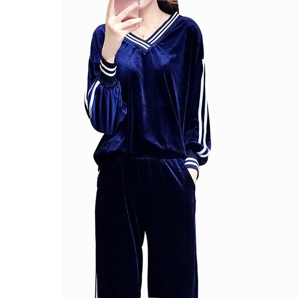 2019 autumn casual sporting suits women gold velvet tracksuits striped hoodies+ pants female 2 piece set plus size 5xl, White
2019 autumn casual sporting suits women gold velvet tracksuits striped hoodies+ pants female 2 piece set plus size 5xl, White
