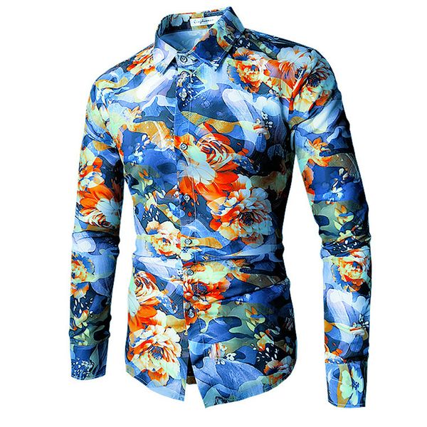 men 2018 spring 3d floral print shirts brand hc clothes casual business hawaiian long sleeve shirts, White;black
men 2018 spring 3d floral print shirts brand hc clothes casual business hawaiian long sleeve shirts, White;black